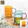 耐熱カラーガラスマグ＆ソーサーセットアンバーの説明画像1