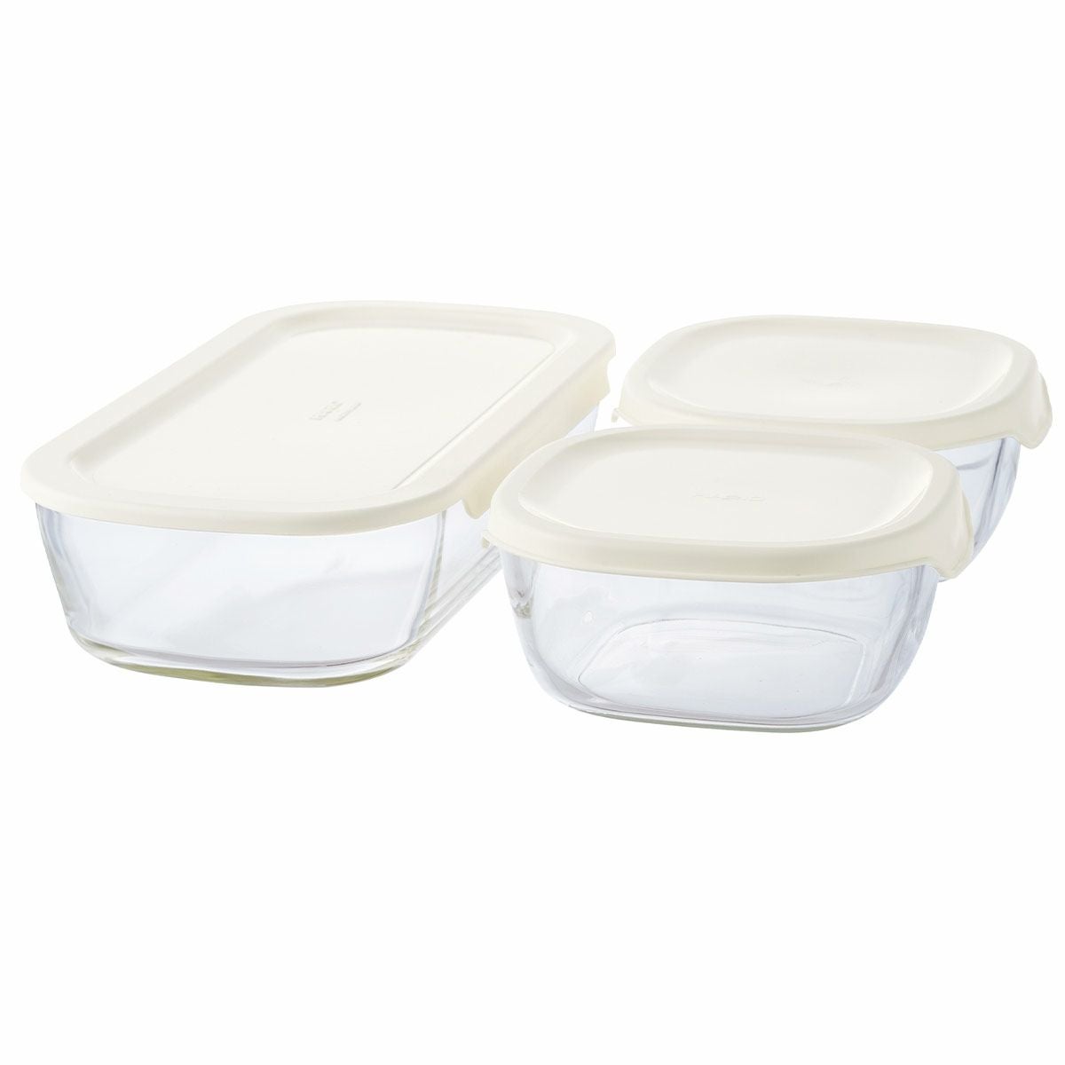 ハリオ/HARIO スタッキング耐熱ガラスコンテナ M 3個セットの説明画像2