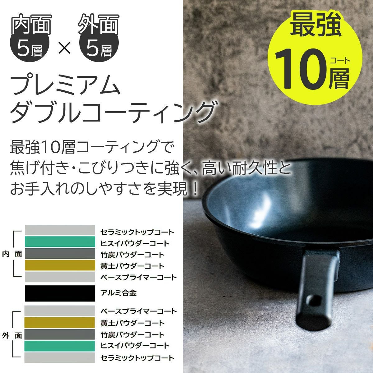 ククナキッチン ヒスイクアッドコーティング 26cm フライパン《公式