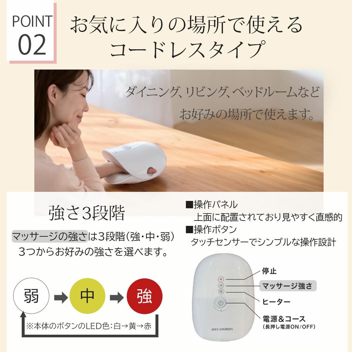 これ ルルド充電式ヒーター付ハンドマッサージャー｜セルフケアソル